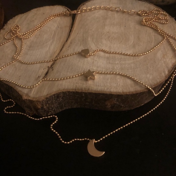Handmade Brand New 3 In 1 Necklace Heart Star Moon - Picture 2 of 5